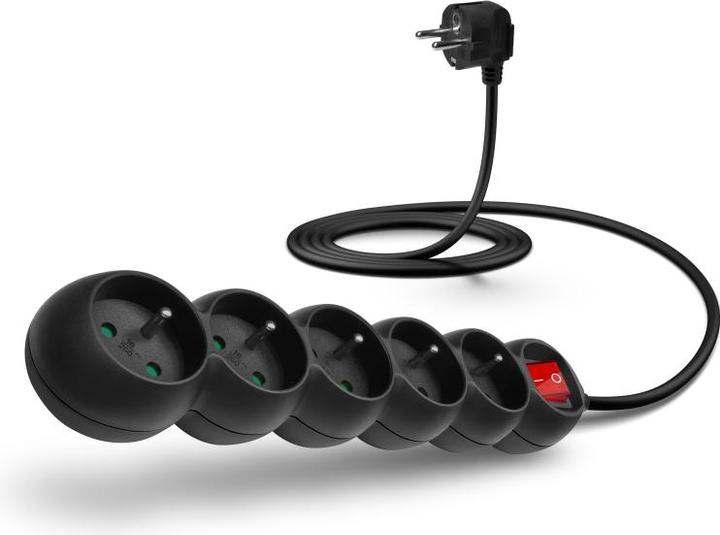 Image du produit Connectit CONNECT IT Rallonge 230 V, 5 prises, 2 m, avec interrupteur (noir) (2 m)