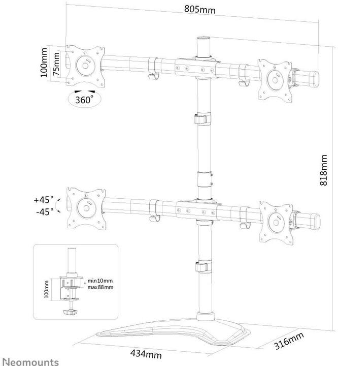 Image du produit Neomounts Support de table pour écran plat (Tables, 27")