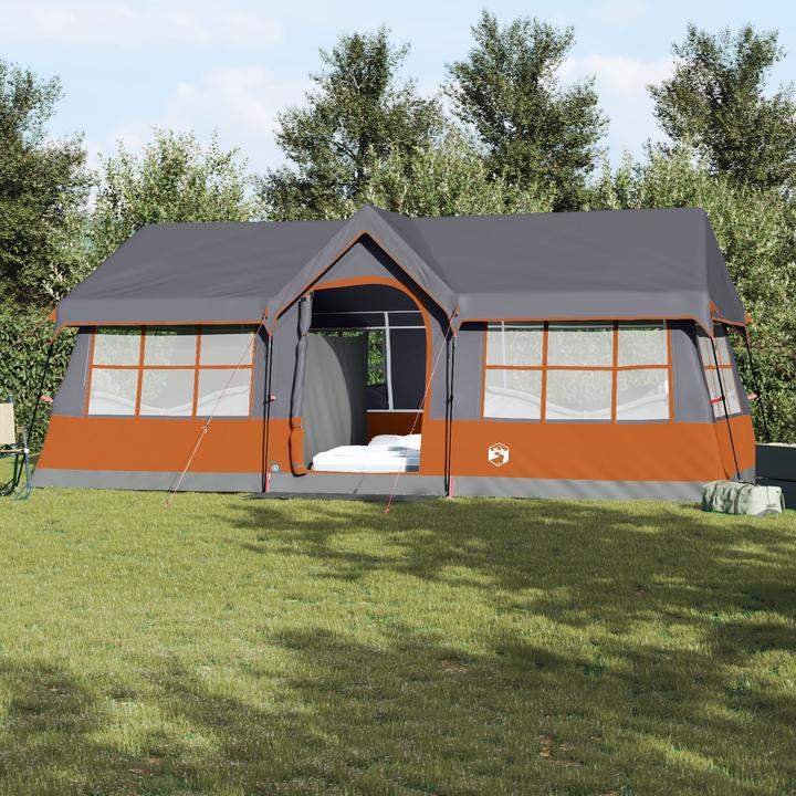 Actual product image VidaXL Camping tent with windows Grey and orange 12-person waterproof (Dome tent)