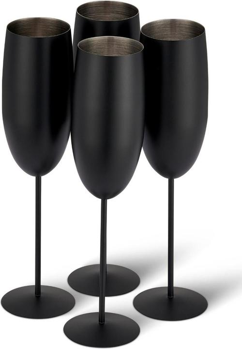 Actual product image Oak & Steel 4 Stainless Steel Champagne Glasses Gift Set (28.50 cl, 4 Glasses, Champagne glasses)