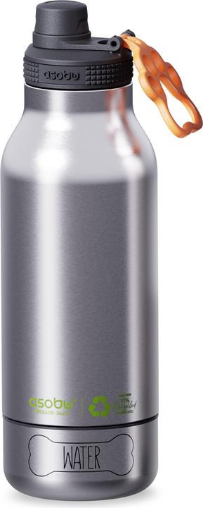 Produktbild Asobu - Dog Bowl Buddy - recycelte Edelstahlflasche mit 2 Näpfen Silber