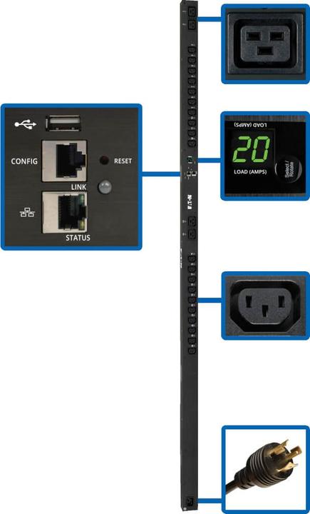 Image du produit Eaton Tripp Lite Series PDU monophasé 3.2-3.8kW avec interface de plateforme LX, sorties 200-240V