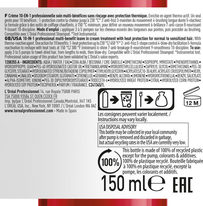 Actual product image L'Oréal Professionnel Fluidifier - Blow-Dry Fluidifier 10-In-1 Professional Cream (150 ml)