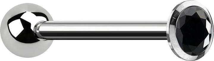 Image du produit Star Piercing Barbell femelle argent avec boule et cristal noir (sans laiton, Titane G23)