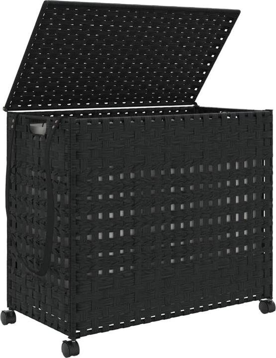 Actual product image VidaXL Laundry basket with castors Black 66x35x60 cm Rattan,colour