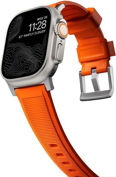 Immagine prodotto Nomad Cinturino rugged -ranneke, Apple Watch 49 / 45 / 44 /, oranssi / hopea (45 mm, 44 mm, 42 mm, 49 mm, Materiale sintetico, Apple Watch Series 9)