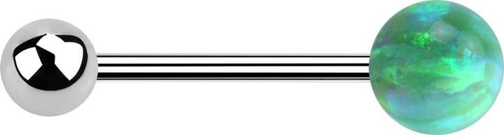 Image du produit Star Piercing Micro Barbell argent avec boule et boule opale verte (sans laiton, Acier chirurgical 316L)