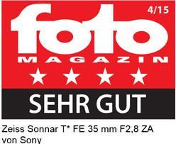 Produktbild Sony FE 35mm f/2,8 ZA Zeiss Sonnar T Full Frame E-Mount (Sony E, Vollformat)