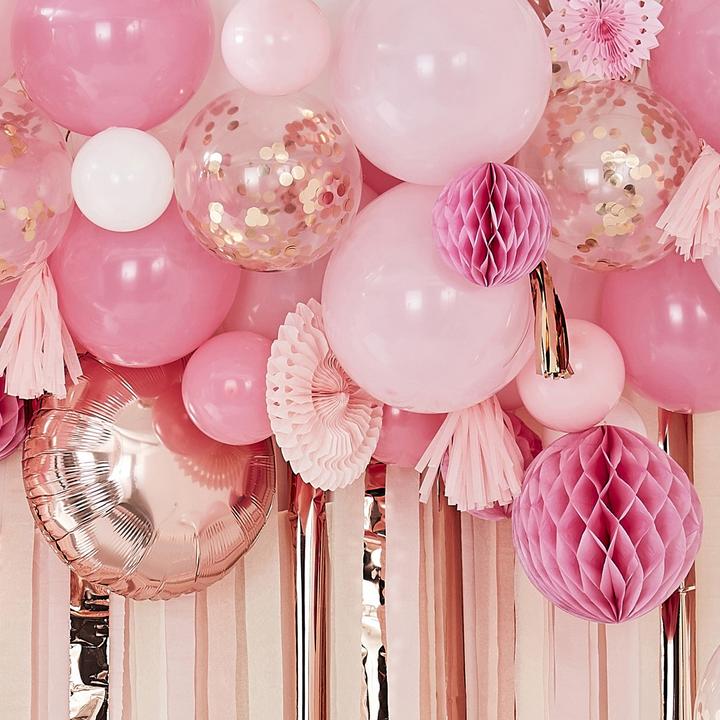 Immagine prodotto Ginger Ray Scatola con palloncini e decorazioni per feste in rosa (70 x)