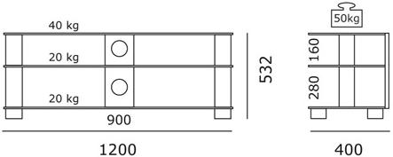 Produktbild just-racks by Spectral Tv1203 (120 x 40 x 53 cm)