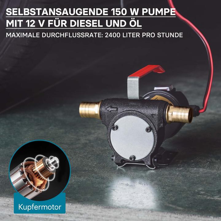 Actual product image Wiltec Self Priming Bio Fuel Oil Diesel 12V/150W 40l/min Transfer Pump H/D Portalbe