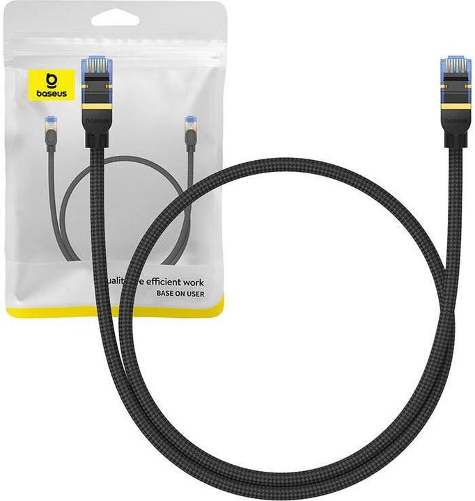 Actual product image Baseus Braided network cable cat.7 Ethernet RJ45, 10Gbps, 0,5m (black) (CAT7, 0.50 m)