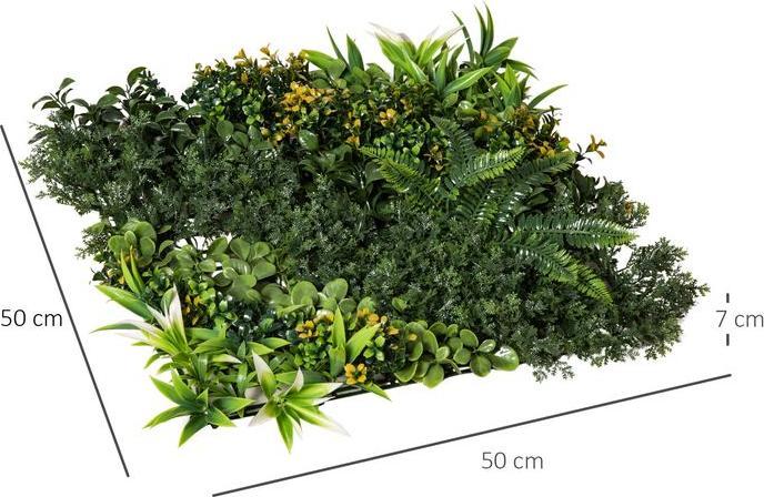 Actual product image Swisshandel24 12 pieces artificial plant wall hedge 50x50 cm UV protection Privacy screen Multi-leaf design Hedge (50 cm)