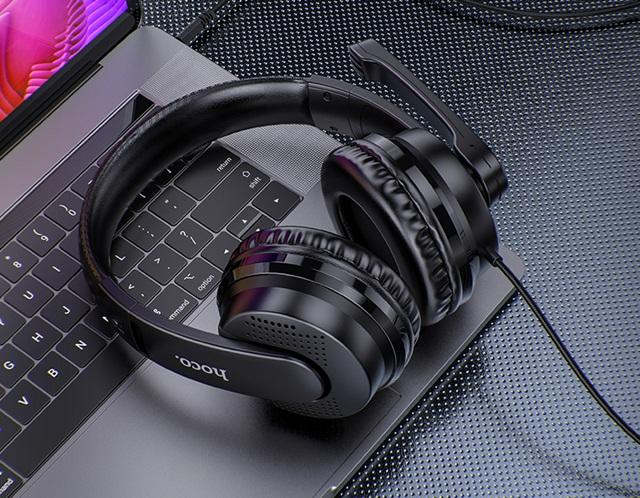 Actual product image Hoco - Wired Headphones Magic Tour (W103) - for Gaming, Jack, with Microphone - Black (Cable)