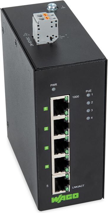 Actual product image Wago 852-1411 - Switch 5-Port Gigabit Ethernet PoE+ - Switch - 1 Gbps (5 Ports)