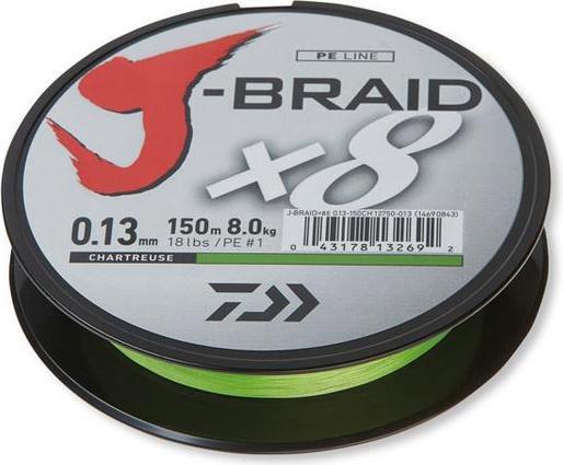 Daiwa J Braid X8 Ligne de pêche à tresse ronde (6 kg, 0.10 mm)