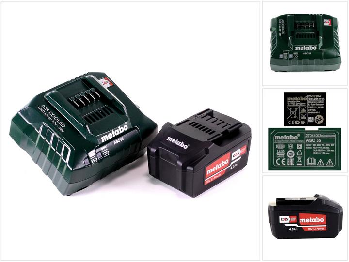 Metabo Basic set 18V with 1x Li-Power battery pack 4.0 Ah ( 625591000 ) + charger ASC 55 ( 627044000 ) (18 V)