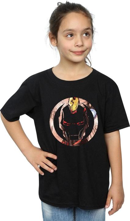 Actual product image Girls Iron Man Montage Symbol Cotton T-Shirt (140, 146)