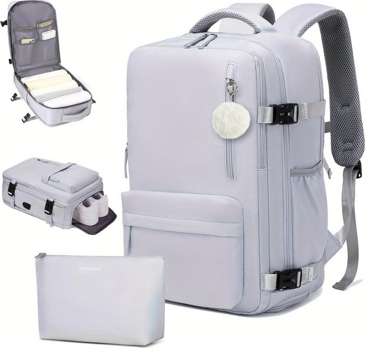 Produktbild Only-Bags.Store Grosse Kapazität Reise-Rucksack mit Schuhfach, Dacron wasserdicht Laptop Daypack mit Ladeanschluss