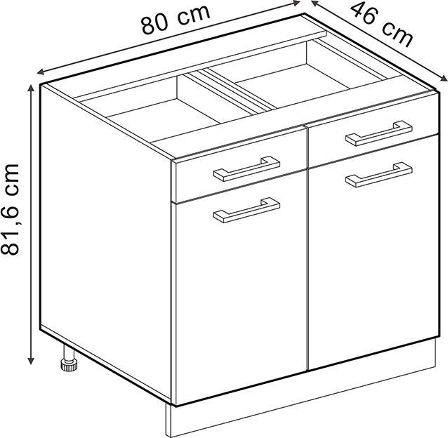 Produktbild Vicco Küchenunterschrank R-Line, Edelgrau/Goldkraft Eiche, 80 cm, AP Anthrazit