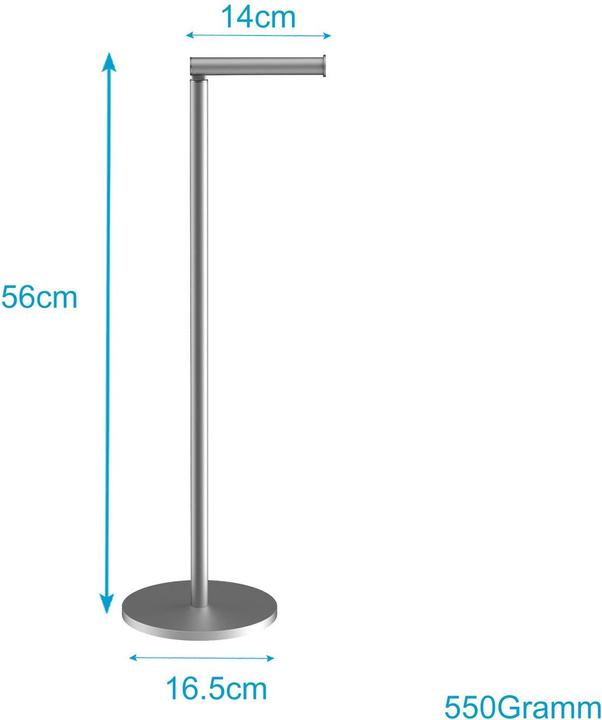 Actual product image Intirilife Freestanding Stainless Steel Toilet Paper Holder Paper Roll Stand in Silver - Height 55 cm