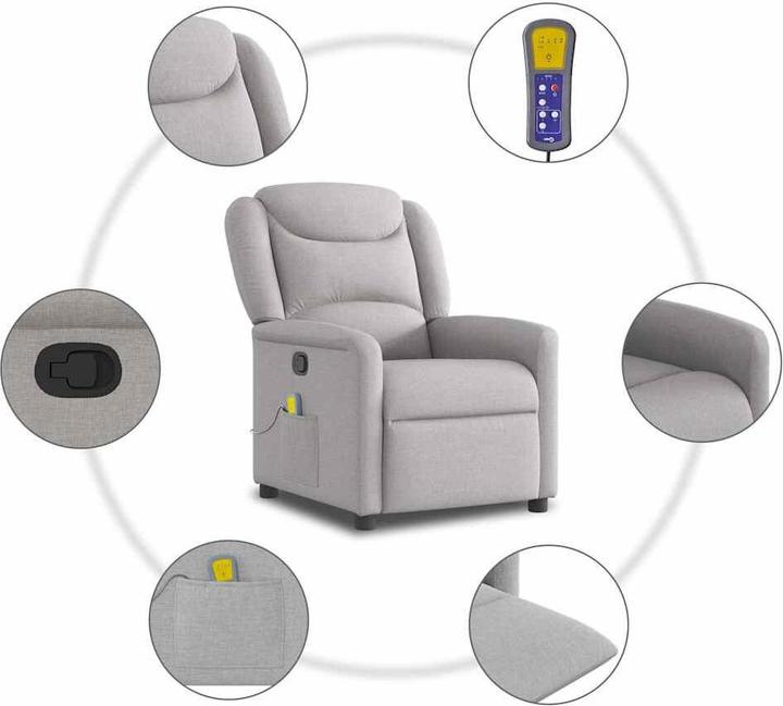 Productafbeelding VidaXL Massagefauteuil cloud grey stoffen massage TV-fauteuil