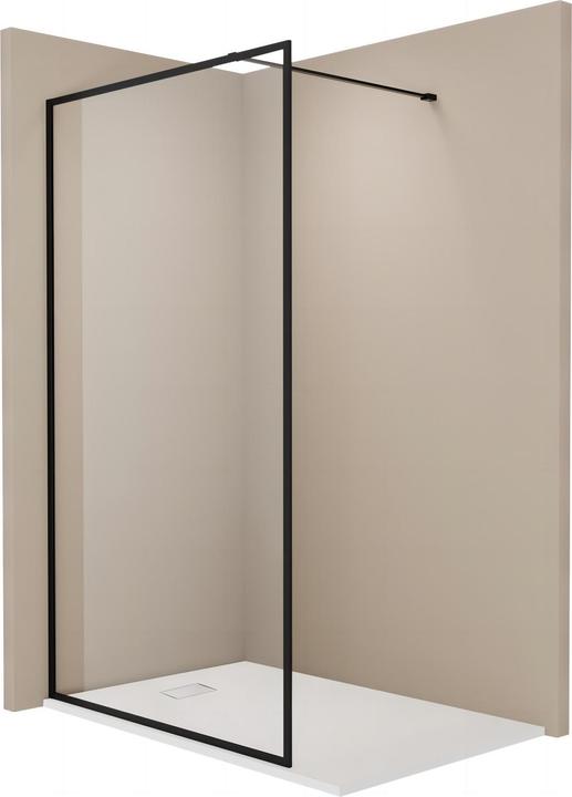Produktbild Emke Walk-In Duschwand Glas 120x195cm, 8mm Glas einfache Reinigung, Duschtrennwand, Schwarz (195 cm, 120 cm, 200 cm)