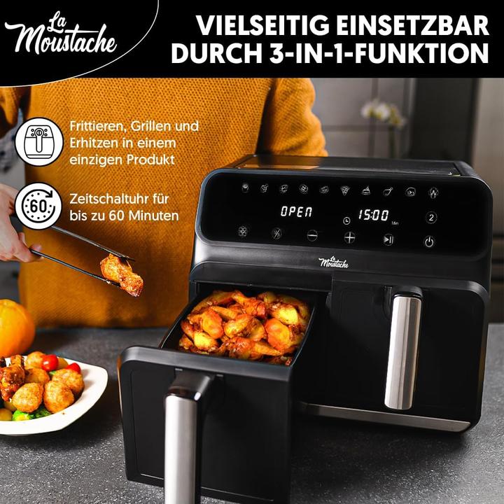 Actual product image Moustache 8 litre oil-free deep fryer, black