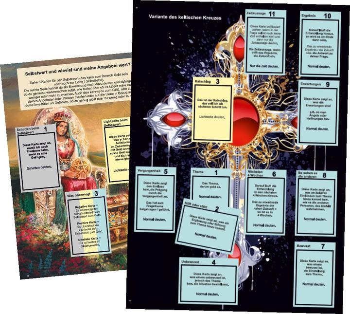 Produktbild Legeschablonen Lenormand, Tarot als Unterlage beim Kartenlegen 2 (Deutsch, Angelina Schulze, 2021)