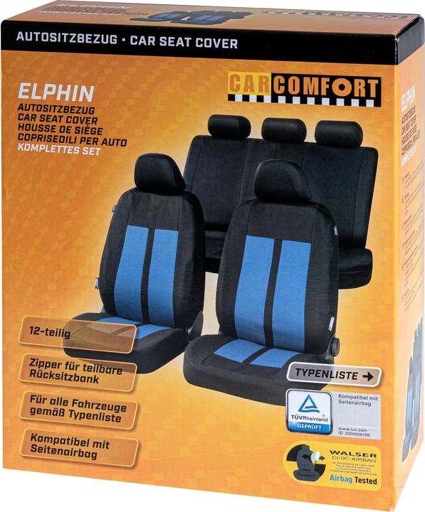 Produktbild CarComfort Autositzbezug Elphin, PKW-Schonbezüge Komplettset schwarz/blau