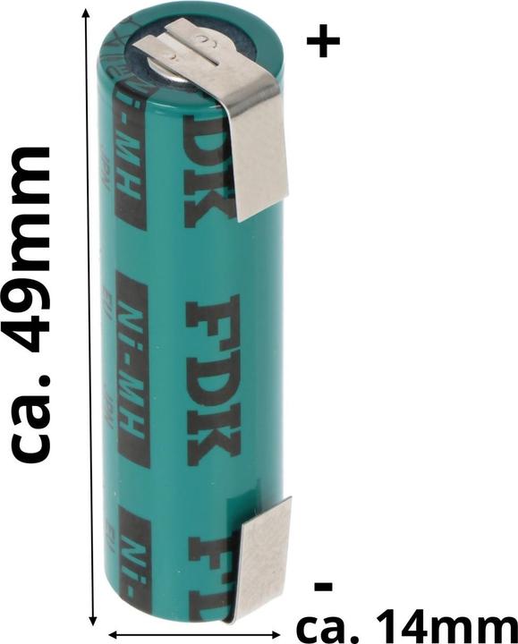 Produktbild Sanyo Akku Flat Top, Lötfahne U-FORM (1 Stk., AA, 1650 mAh, Akku)