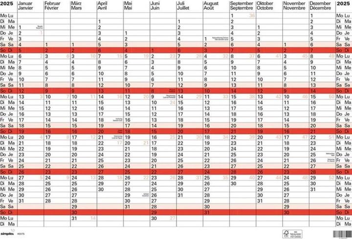 Image du produit Simplex Planning annuel (A2, Non contraignant, Allemand, Français)