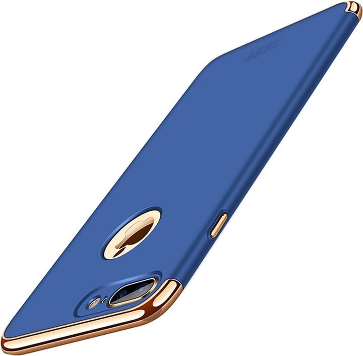 Produktbild König Design Handy Hülle Schutz Case für Apple iPhone 8 Plus Bumper 3 in 1 Cover Chrom Blau (Apple iPhone 8 Plus)