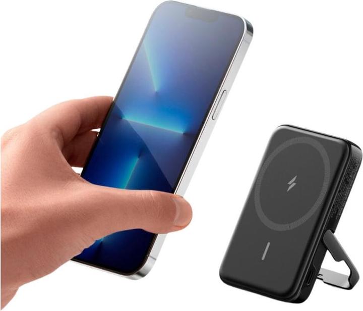 Actual product image Anker 322magGo wireless magnatic Power Bank 5000mAh 7,5W with stand black (5000 mAh, 12 W, 18.50 Wh)