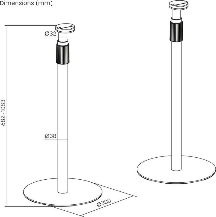Produktbild myWall My Wall HS49L Lautsprecher-Ständer Starr, Höhenverstellbar Schwarz 2 St. (1 Paar, Ständer, Höhenverstellbar, Nicht beweglich)