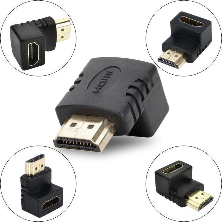 Immagine prodotto Hermex Da HDMI maschio a HDMI femmina Adattatore angolare HDMI Adattatore angolare a 90° HDMI (HDMI, 2.20 cm)