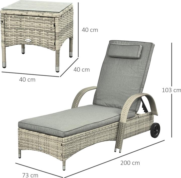 Image du produit Outsunny Bains de soleil en rotin avec table