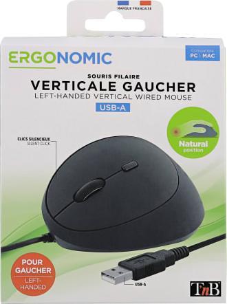Actual product image T'nB Souris filaire fil ergonomique Ergo pour gaucher (Noir) (Cable)