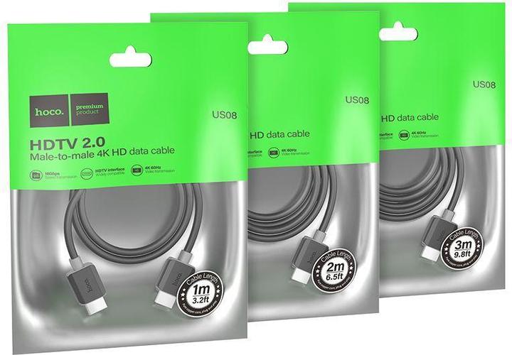 Produktbild Hoco Cable US08 HDTV 2.0 male-to-male 4K HD data cable(L=1M) Black (1 m, HDMI)