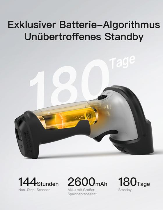 Actual product image Inateck Barcodescanner 72 gray (BCST-72 gray) (2D barcodes, 1D barcodes)