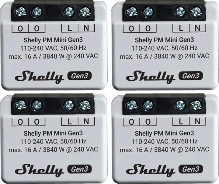 Produktbild Shelly WLAN-Leistungsmesser Plus PM Mini Gen.3, weiss, 4 Stück