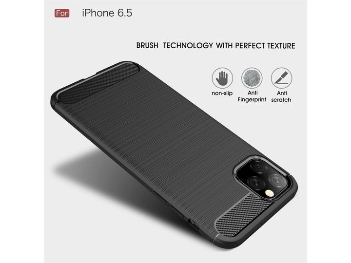 Actual product image Screenguard Apple iPhone 11 Pro Max Case Carbon Brushed Soft TPU (Apple iPhone 11 Pro Max)