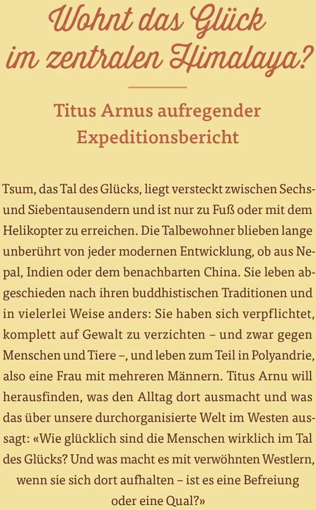 Produktbild Tsum - eine Himalaya-Expedition in das Tal des Glücks (Deutsch, Titus Arnu, 2017)