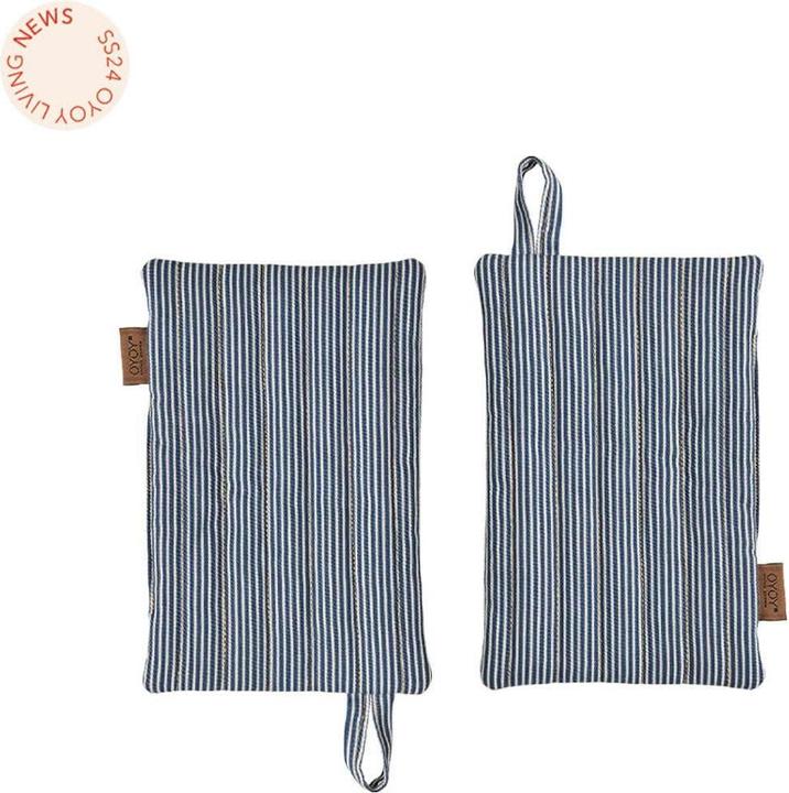 Actual product image Oyoy Potholder Striped Denim 2 pieces, blue/white (Organic cotton)