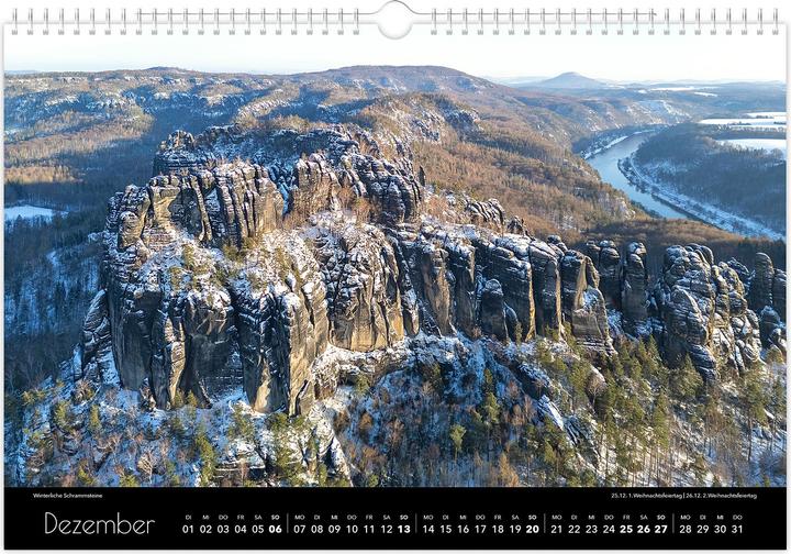 Produktbild Kalender Schsische Schweiz Luftaufnahmen 2026 (45 x 30 cm, Deutsch)