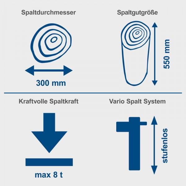 Energie-Label Scheppach - Holzspalter stehend HL810 - 230V | 8t | 3000W | Spalthub 550mm