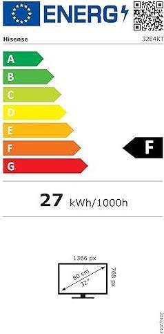 Label énergétique Hisense TV 32E4KT (32", LED, 32)