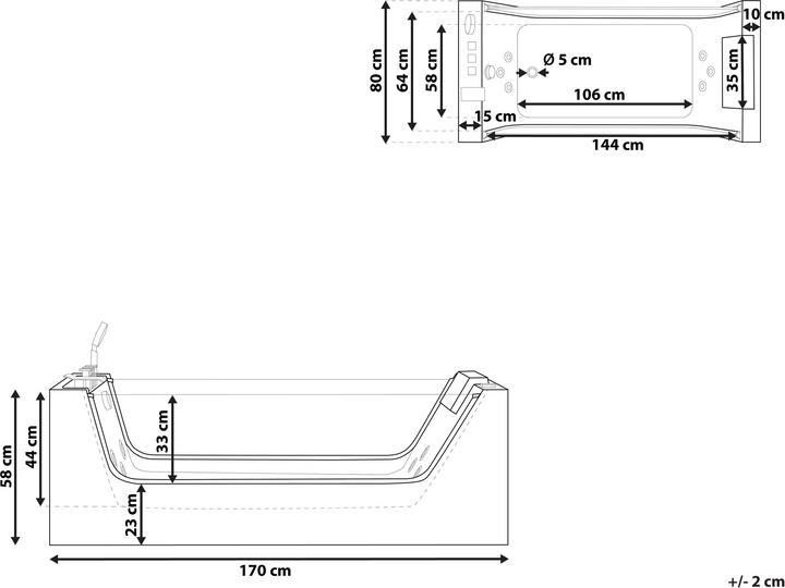 Produktbild Beliani Whirlpool Badewanne weiss freistehend rechteckig 170 x 80 cm OYON (80 cm, 170 cm)