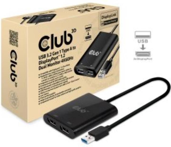 Image du produit Club 3D CSV-1477 USB A à DisplayPort (DP, 9.30 cm)