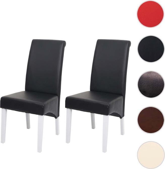 Image du produit Swisshandel24 2x Chaise de salle à manger Chaise M37 - Cuir, noir, pieds blancs